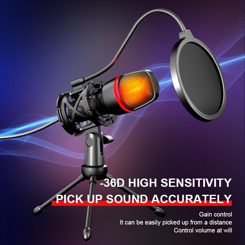 Recording Pop Filter - Профессиональный игровой USB-микрофон кардиоидного типа с
