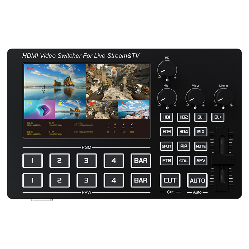 Audio Music Live - 4-канальный HDMI видеомикшер 1080P для прямых